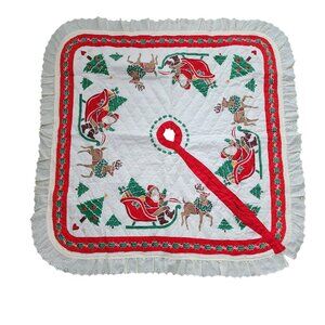 Vintage handmade Christmas tree Skirt 36 x 36